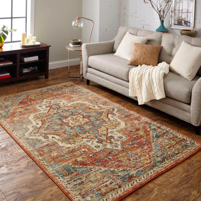 Karastan distressed area rug in a stylish home