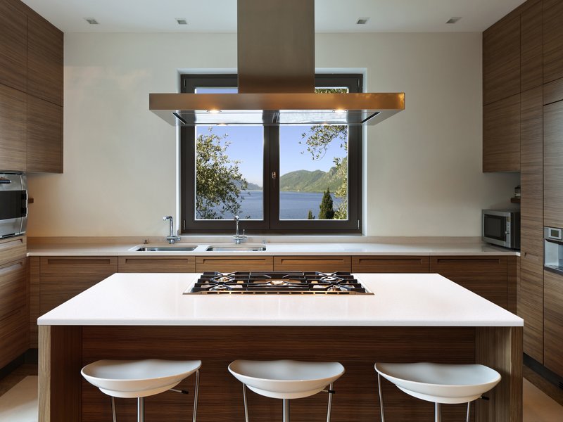 Stylish kitchen with Linen tile countertop by Arizona Tile in Prescott, AZ