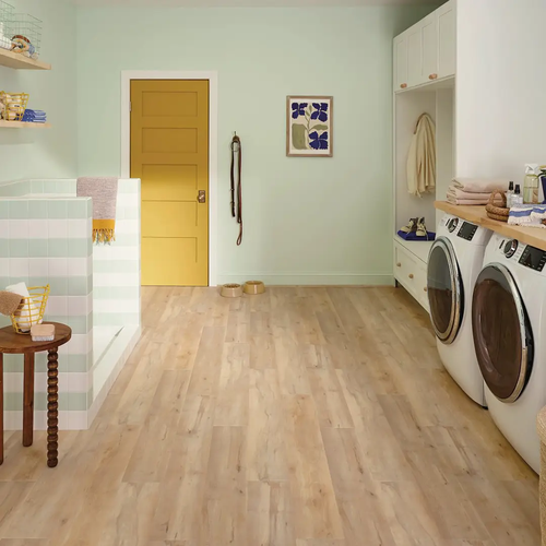 Durable Shaw Flooring in a laundry room