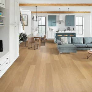 Mohawk Laminate in a light blonde wood color | Barrett Floors