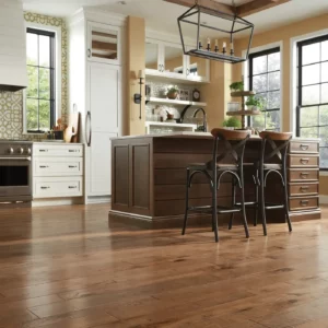 Medium brown hardwood flooring in a kitchen | Barrett Floors