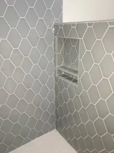 Bathroom tile wall | Barrett Floors