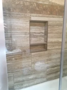 Bathroom tile wall | Barrett Floors